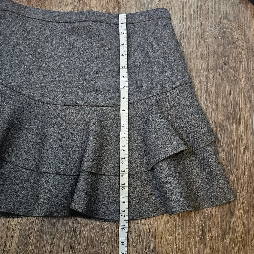J Crew Womens Tiered Ruffle Mini Skirt Sz 2 Wool Blend Double Layered Lined